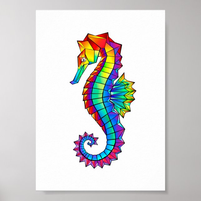 Rainbow Polygonal Seepferd Poster (Vorne)