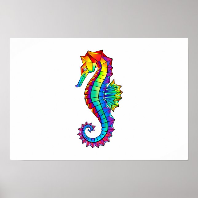 Rainbow Polygonal Seepferd Poster (Vorne)
