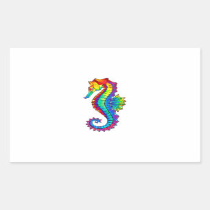 Rainbow Polygonal Seepferd Rechteckiger Aufkleber