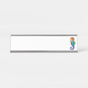 Rainbow Polygonal Seepferd Schreibtischnamensplakette