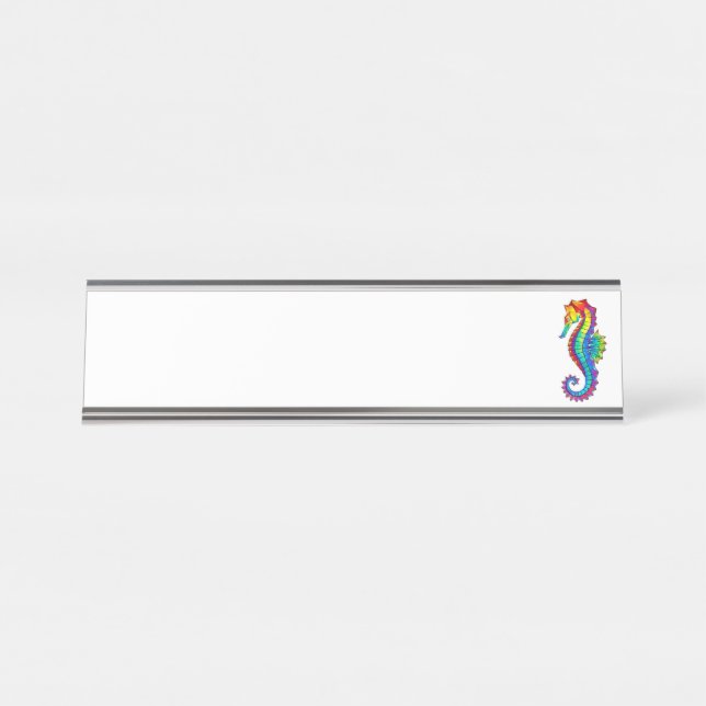 Rainbow Polygonal Seepferd Schreibtischnamensplakette (Vorderseite )
