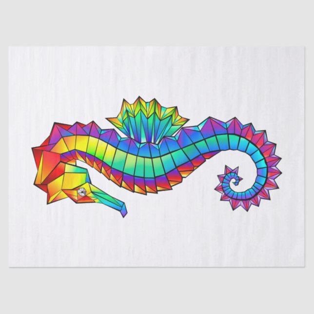 Rainbow Polygonal Seepferd Seidenpapier (Vorderseite)