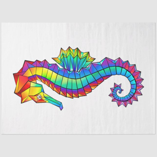 Rainbow Polygonal Seepferd Seidenpapier (Vorderseite)