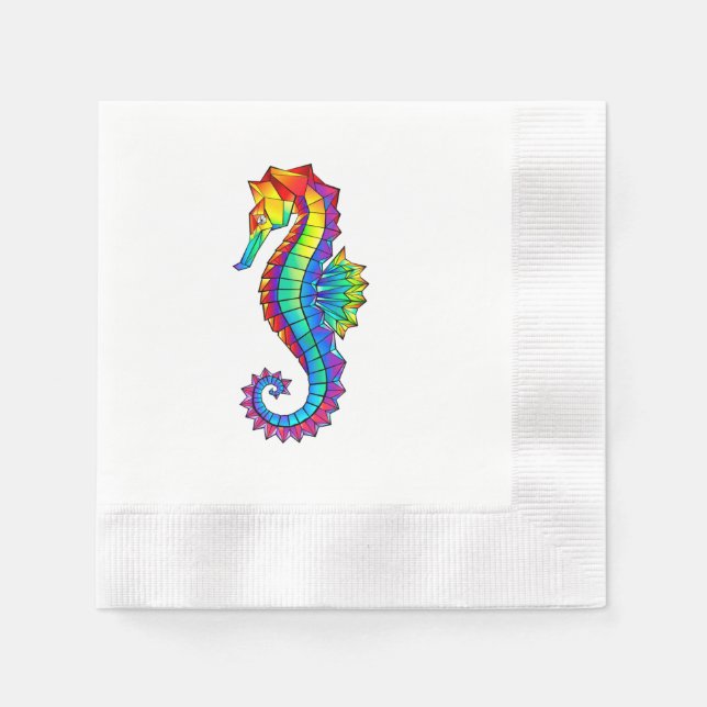 Rainbow Polygonal Seepferd Serviette (Vorderseite)