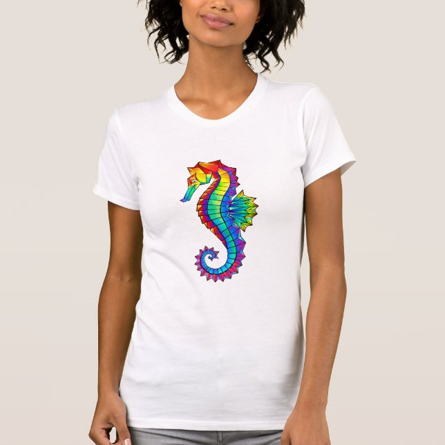 Rainbow Polygonal Seepferd T-Shirt (Vorderseite)