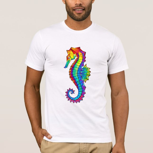 Rainbow Polygonal Seepferd T-Shirt (Vorderseite)