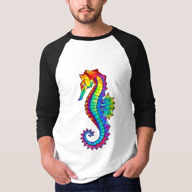 Rainbow Polygonal Seepferd T-Shirt (Vorderseite)