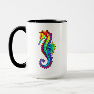 Rainbow Polygonal Seepferd Tasse