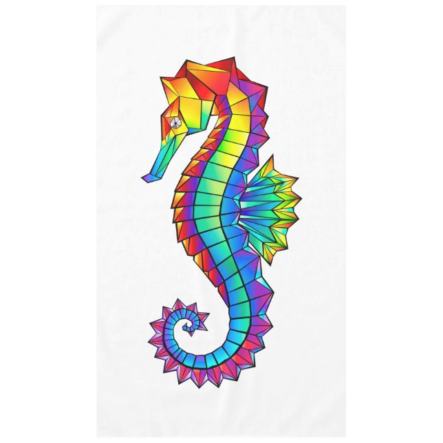 Rainbow Polygonal Seepferd Tischdecke (Vorderseite)