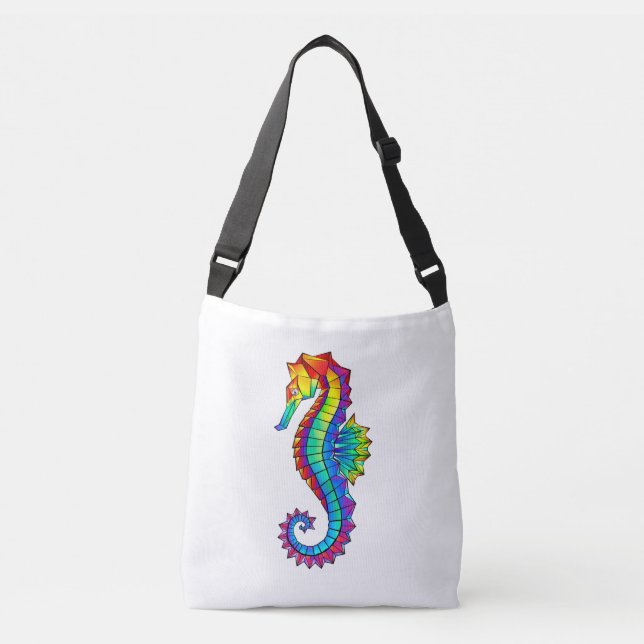 Rainbow Polygonal Seepferd Tragetaschen Mit Langen Trägern (Vorderseite)
