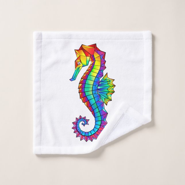 Rainbow Polygonal Seepferd Waschlappen (Waschlappen)