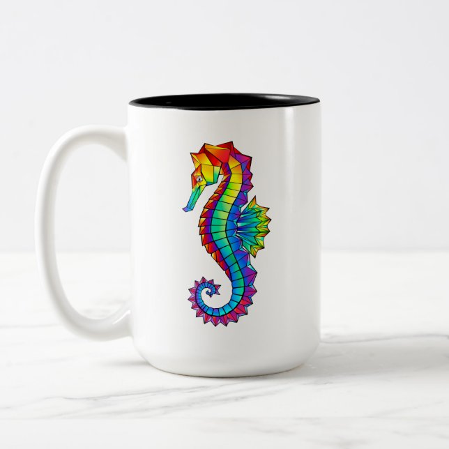 Rainbow Polygonal Seepferd Zweifarbige Tasse (Links)