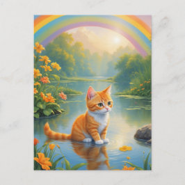 Rainbow Pond Kitten Postkarte