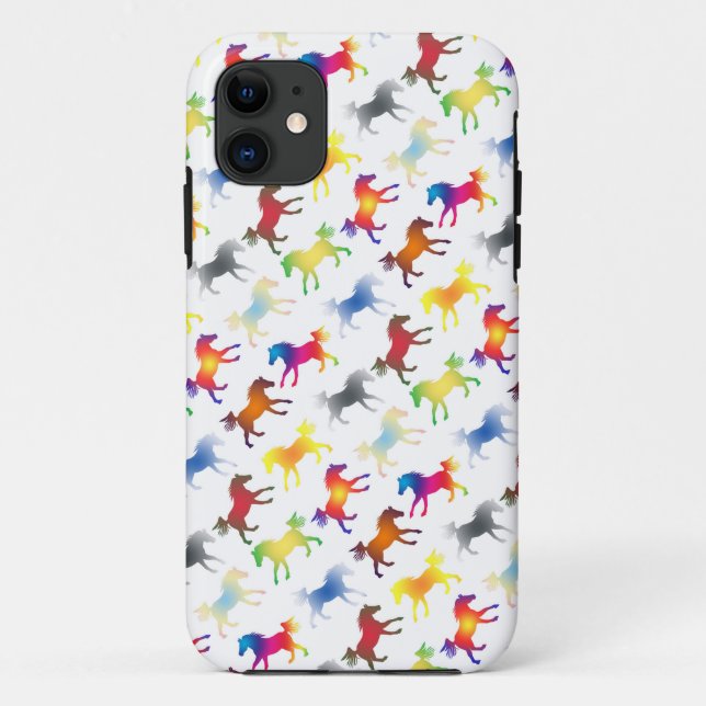 Rainbow Ponies Diagonal Case-Mate iPhone Hülle (Rückseite)