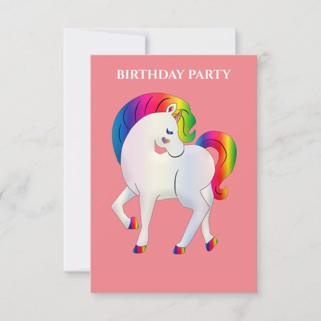 "RAINBOW PONY" PERSONALISIERTE GEBURTSTAGERINVITAT (Vorderseite)