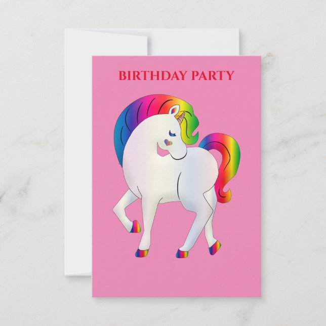 "RAINBOW PONY" PERSONALISIERTE GEBURTSTAGERINVITAT (Vorderseite)