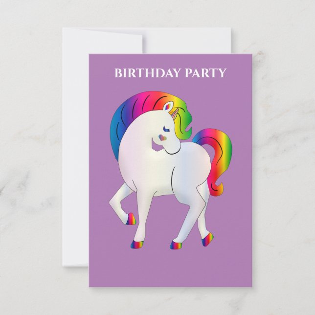 "RAINBOW PONY" PERSONALISIERTE GEBURTSTAGERINVITAT (Vorderseite)