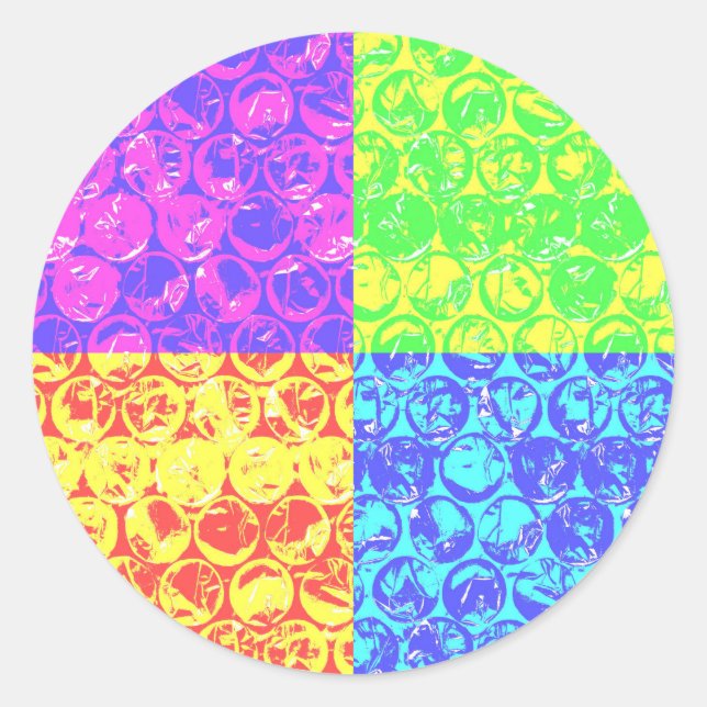 Rainbow Pop Art Bubble Packung Runder Aufkleber (Vorderseite)