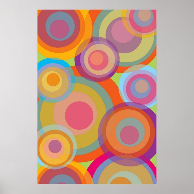 Rainbow Pop Circles Colorful Retro Fun Groovy Chic Poster (Vorne)
