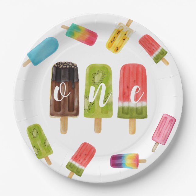 Rainbow Pop Geburtstag 1. Geburtstag Pappteller (Vorderseite)