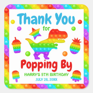 Rainbow Pop It Fidget Toy Birthday Party Quadratischer Aufkleber