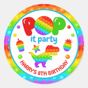 Rainbow Pop It Fidget Toy Birthday Party Runder Aufkleber