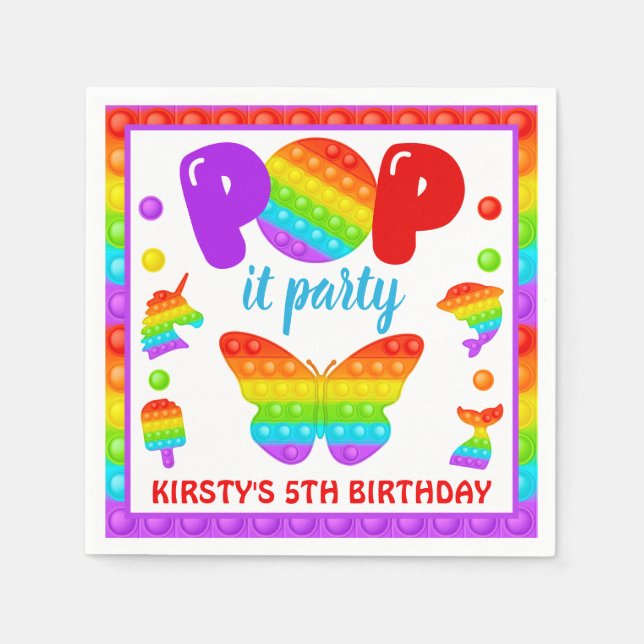 Rainbow Pop It Fidget Toy Birthday Party Serviette (Vorderseite)
