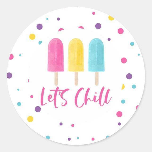Rainbow Pop Let's Chill Birthday Runder Aufkleber (Vorderseite)
