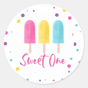 Rainbow Pop Sweet One 1. Geburtstag Runder Aufkleber