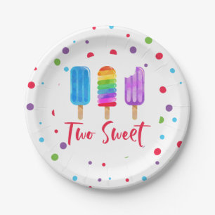 Rainbow Pop Two Sweet 2. Geburtstag Pappteller