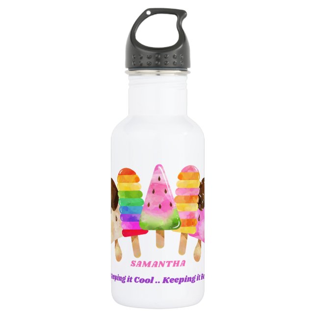 Rainbow Popsiful Kids Personalisiert Edelstahlflasche (Vorderseite)