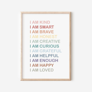 Rainbow-Positive Affirmations for Kids Kinderzimme Poster