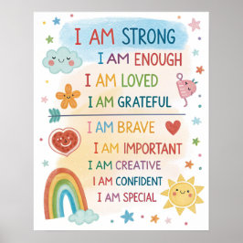 Rainbow Positive Affirmations Poster für Kinder