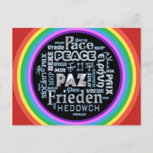 Rainbow Postcard Chrom Frieden in mehreren Sprache Postkarte