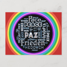 Rainbow Postcard Chrom Frieden in mehreren Sprache Postkarte
