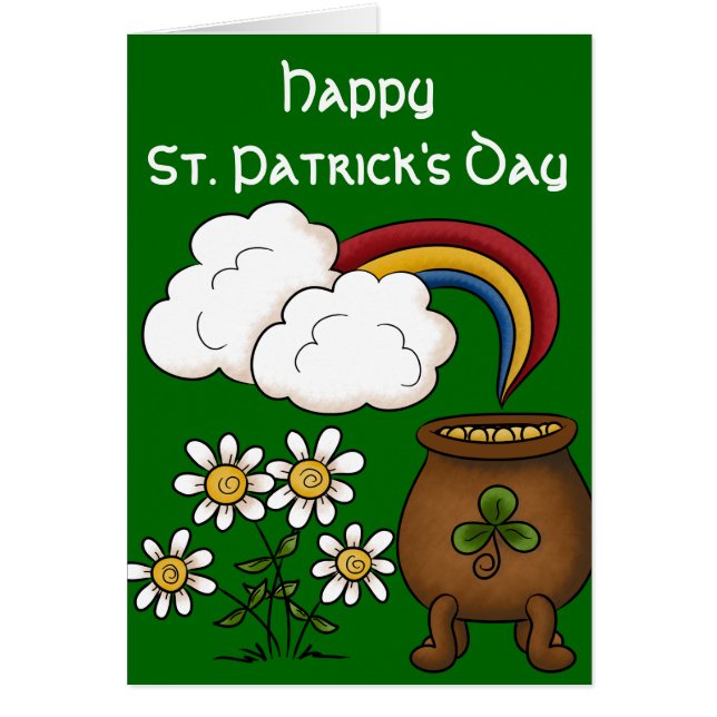 Rainbow Pot o' Gold Happy St. Patrick's Day Card (Vorne)