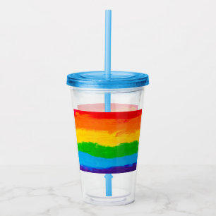 Rainbow Pride Acrylic Tumbler - LGBT Gay Lesbian Acryltrinkbecher