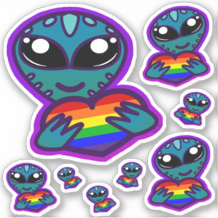 Rainbow Pride Alien Stickers Aufkleber