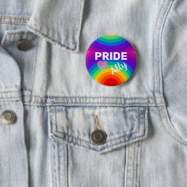 Rainbow Pride Allied with Heart Button