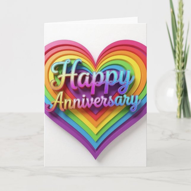 Rainbow Pride Anniversary Card Feiertagskarte (Vorderseite)