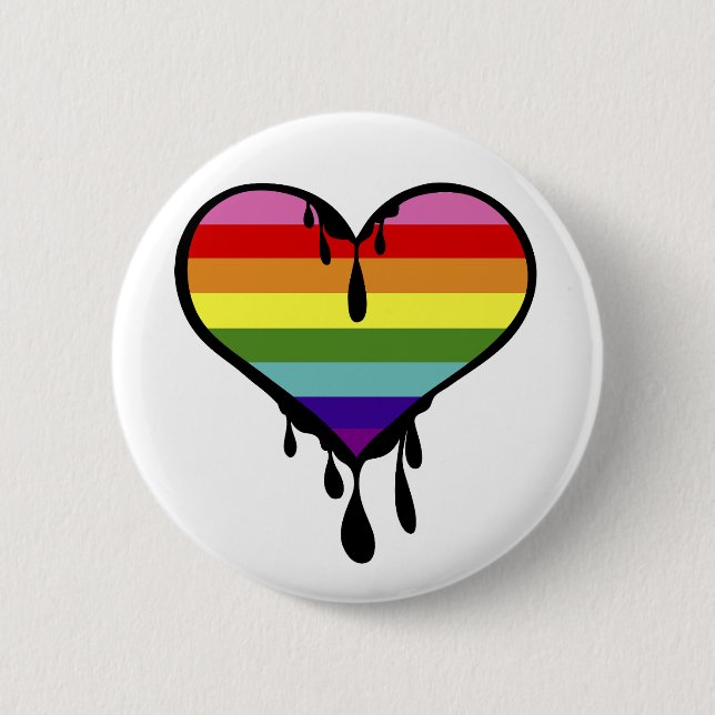 Rainbow Pride Dripping Heart Button (Vorderseite)