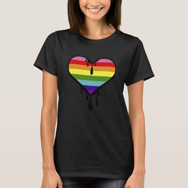 Rainbow Pride Dripping Heart T-Shirt (Vorderseite)
