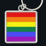 Rainbow Pride Flag Schlüsselanhänger<br><div class="desc">Die sechsfarbige Version der Gay Pride Flag ist seit 1979 beliebt. Die Anzahl der Streifen wurde auf eine gerade Zahl reduziert,  um zu verhindern,  dass die mittlere Farbe versteckt wird,  wenn sie vertikal auf Lampenposten aufgehängt wird. Indigo Streifen wurde in königsblaue Streifen geändert.</div>
