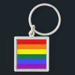 Rainbow Pride Flag Schlüsselanhänger<br><div class="desc">Die sechsfarbige Version der Gay Pride Flag ist seit 1979 beliebt. Die Anzahl der Streifen wurde auf eine gerade Zahl reduziert,  um zu verhindern,  dass die mittlere Farbe versteckt wird,  wenn sie vertikal auf Lampenposten aufgehängt wird. Indigo Streifen wurde in königsblaue Streifen geändert.</div>