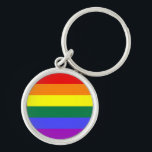 Rainbow-Pride-Flagge Schlüsselanhänger<br><div class="desc">Die sechsfarbige Version der Gay Pride Flag ist seit 1979 beliebt. Die Anzahl der Streifen wurde auf eine gerade Zahl reduziert,  um zu verhindern,  dass die mittlere Farbe versteckt wird,  wenn sie vertikal auf Lampenposten aufgehängt wird. Indigo Streifen wurde in königsblaue Streifen geändert.</div>