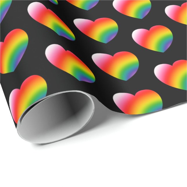 Rainbow Pride Gradient Hearts Muster Geschenkpapier (Rolleneckpunkt)