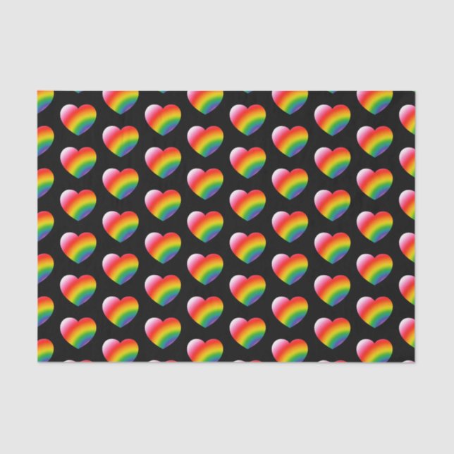 Rainbow Pride Gradient Hearts Muster Seidenpapier (Vorderseite)