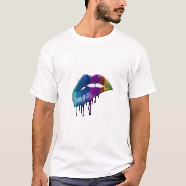 Rainbow Pride Kiss Lips Grafik T-Shirt (Vorderseite)
