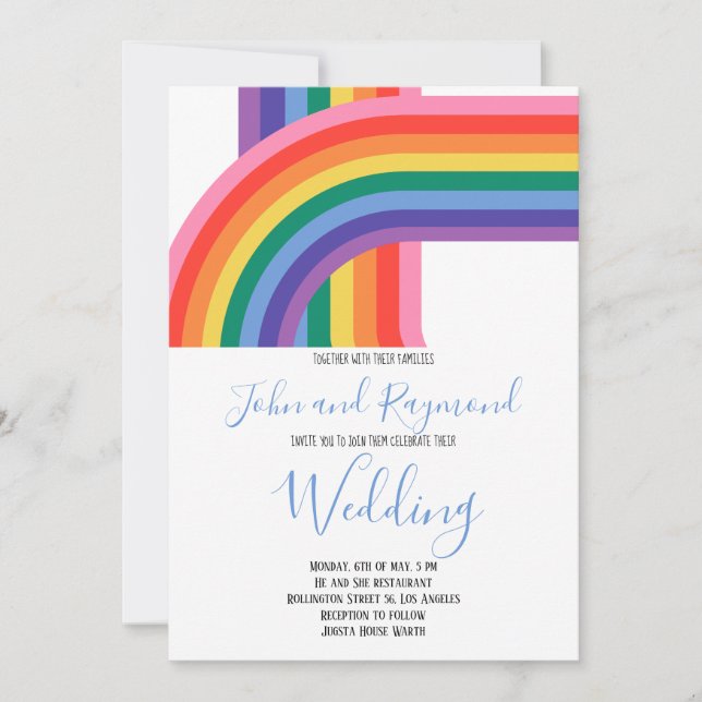 Rainbow Pride LGBT Flag Gay Wedding Einladung (Vorderseite)