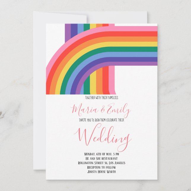 Rainbow Pride LGBT Flag Gay Wedding Einladung (Vorderseite)